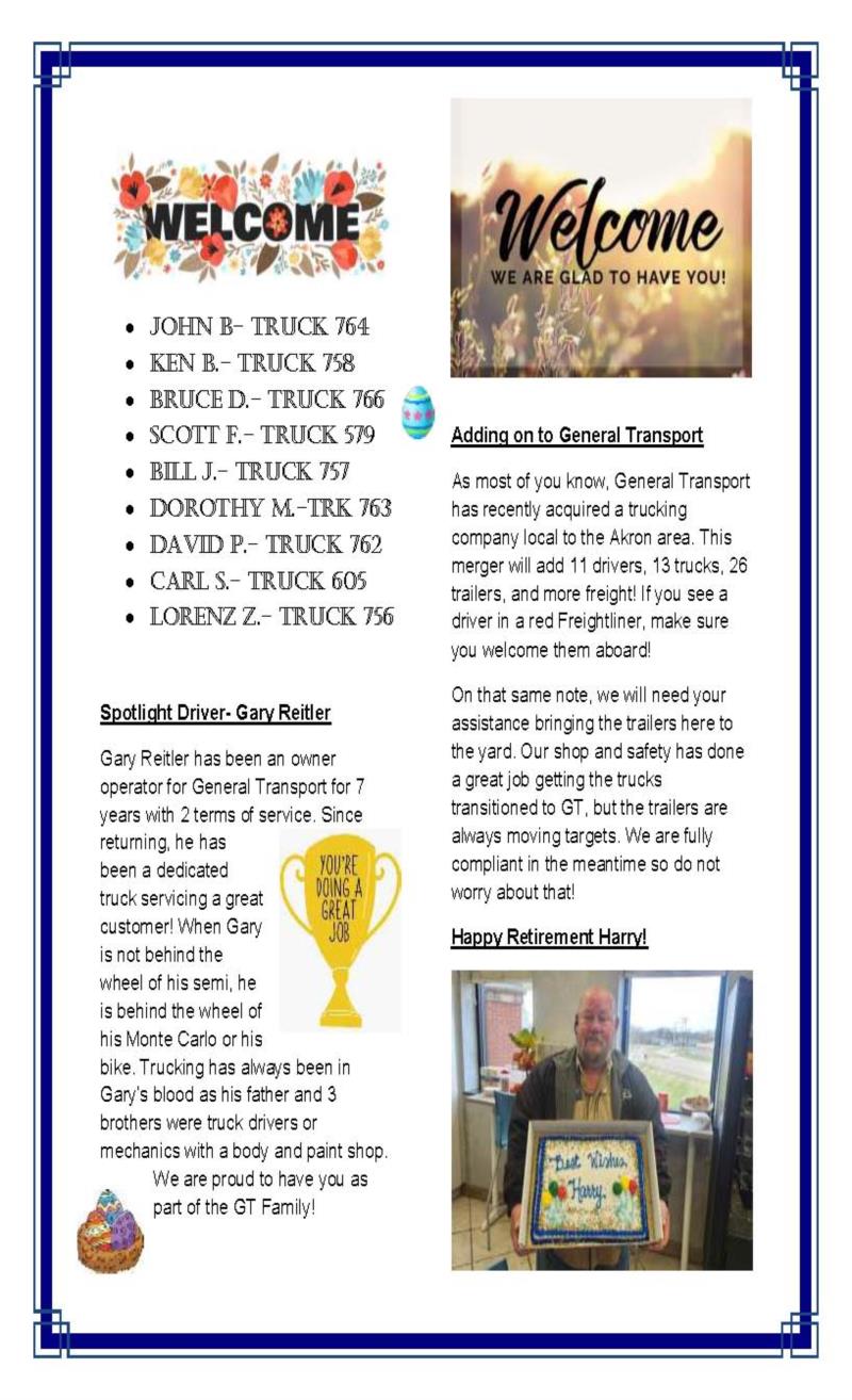 General Transport April 2025 Newsletter
